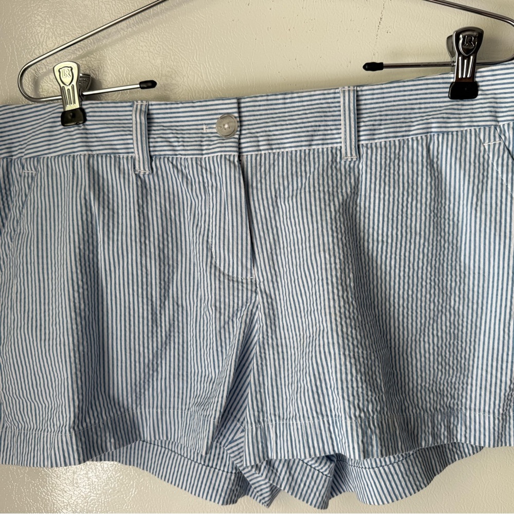 Southern Tide Blue and White Striped Seersucker Shorts